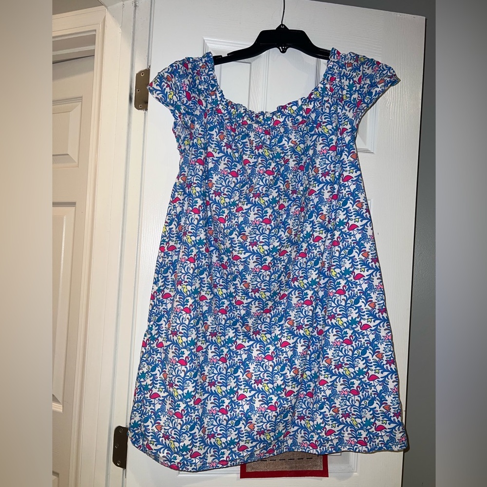 Vineyard Vines flamingo off the shoulder dress